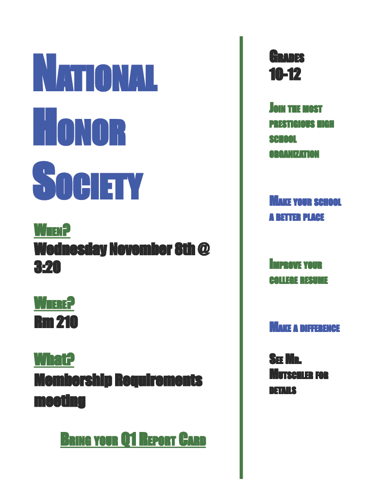 National Honor Society Requirements Meeting